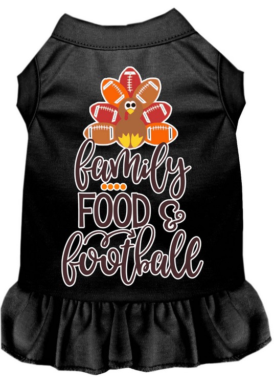 Family, Food, and Football Screen Print Dog Dress Black XXL